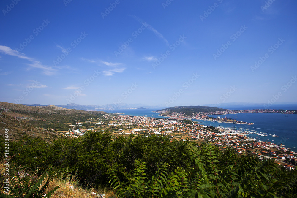 View from hill on Trogir, Split, Ciovo, Kastela