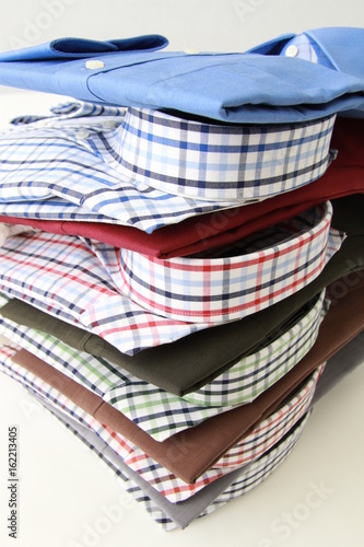 stack with colorful business shirts for men