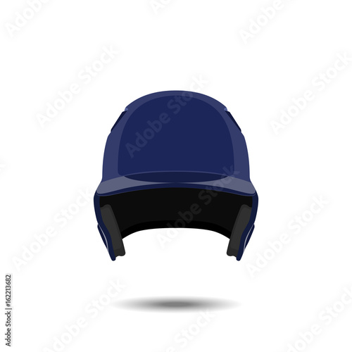 Blue baseball helmet on white background. Sports protection in a realistic style. Vector illustration