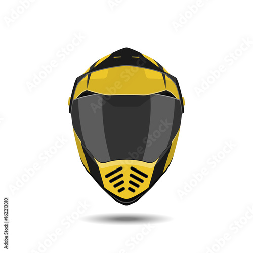 Motorcycle helmet on a white background. Sports cyclist protection in a realistic style. Vector illustration