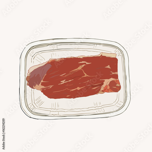 meat in pack , supermarket set sketch vector.