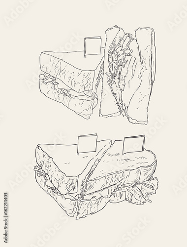 tuna salad sandwich , sketch vector.