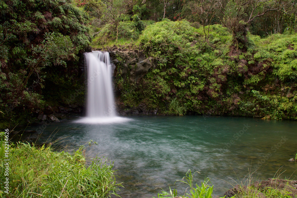 Obraz premium Puaa Kaa Falls (Pua'a Ka'a Falls) on the Hawaiian island of Maui at Mile 22 along the Road to Hana