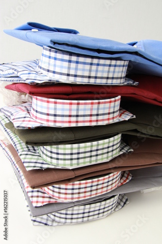 stack with colorful business shirts for men