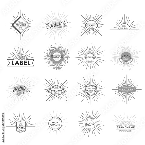 Vintage Monochrome Sunburst Labels Set