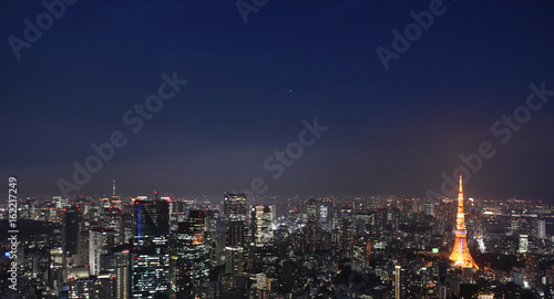 日本の東京都市景観・夜景（港区や千代田区方面を望む）