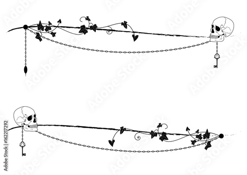 set of dividers with skull and key
