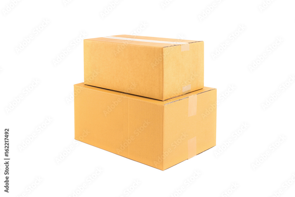 Stack of two brown cardboard boxes Stack of two brown cardboard boxes