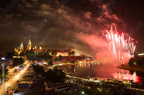 Krakow Wianki 2017 - sztuczne ognie nad Wawelem / Krakow festival celebration - Wawel Castle