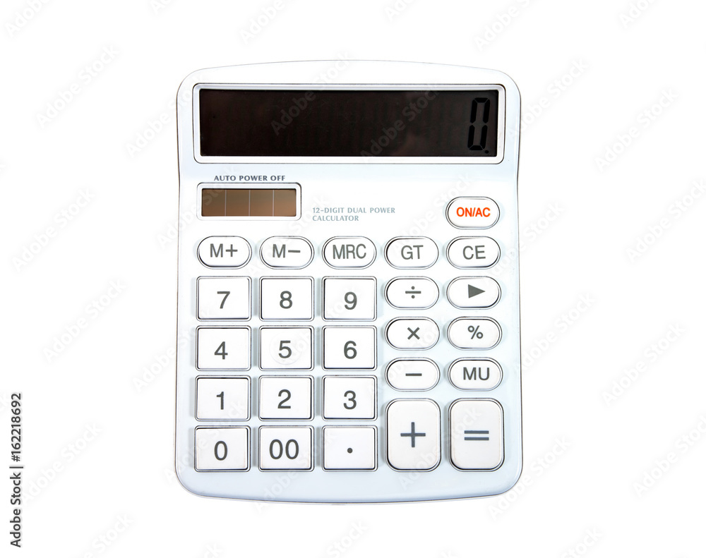 White calculator isolated on white background White calculator isolated on white background