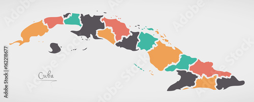 Cuba Map with states and modern round shapes