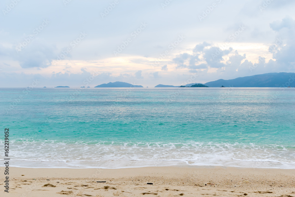 Blue ocean on sandy beach ,Holiday Blue ocean on sandy beach ,Holiday