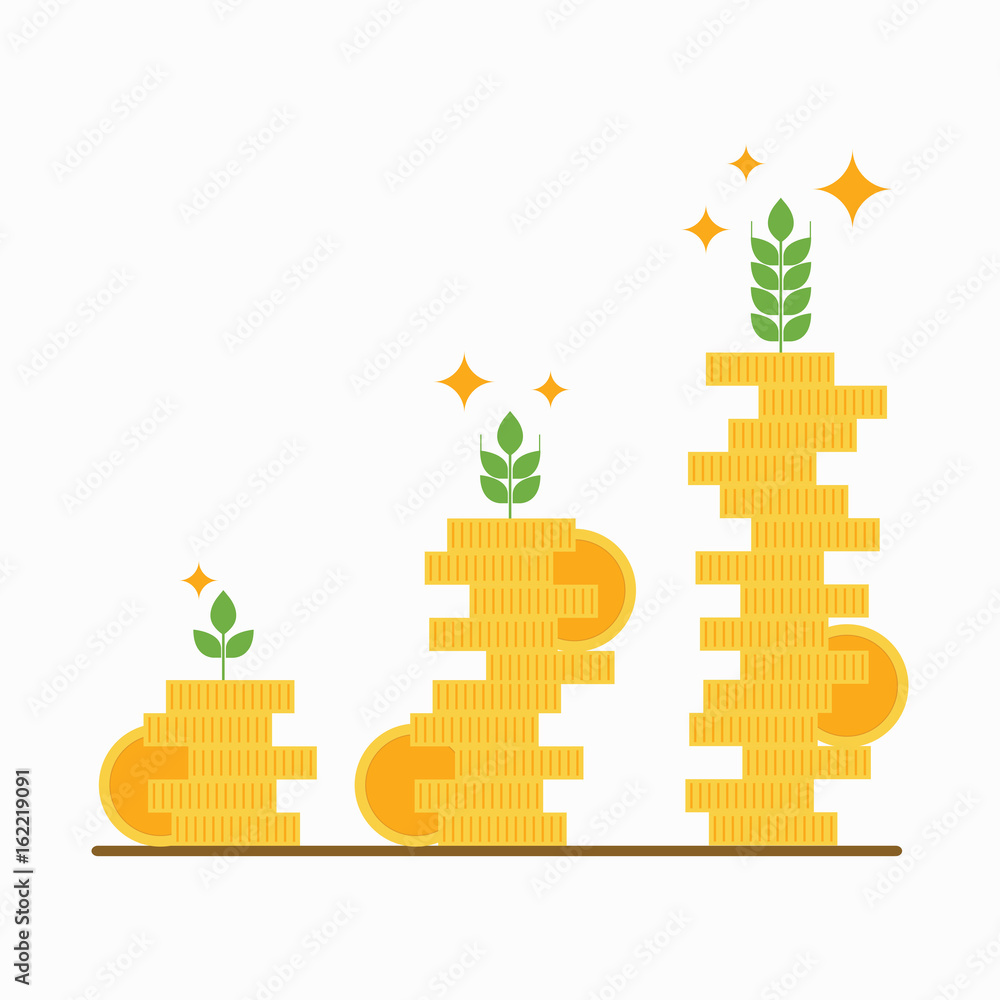 Stacks of golden coins , financial growth concept ,vector. Stacks of golden coins , financial growth concept ,vector.