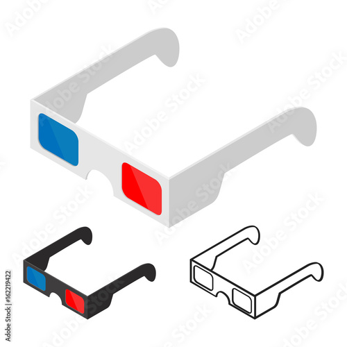 3D glasses of flat style Isometric vector illustration.