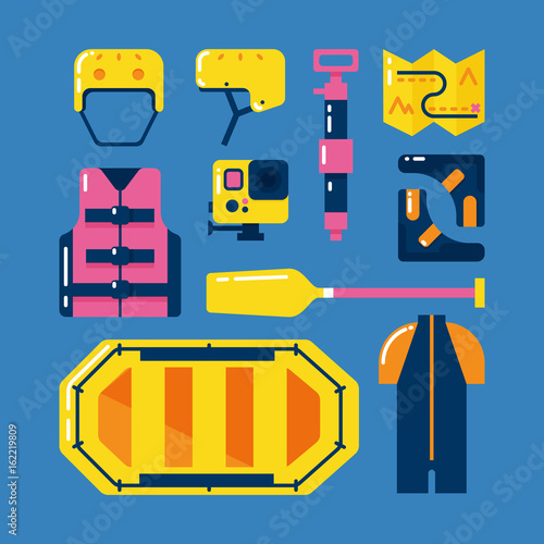 Rafting icons set.