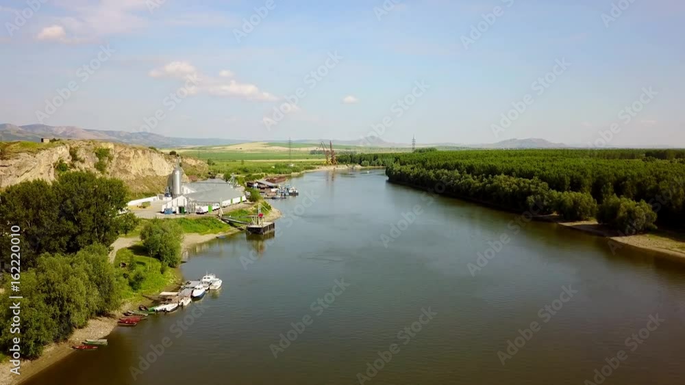 Aerial view of the river danube Aerial view of the river danube