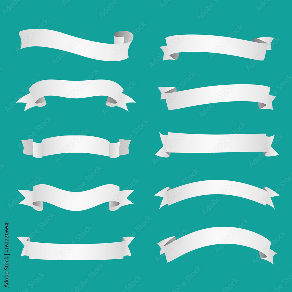 White ribbons set vector illustration
