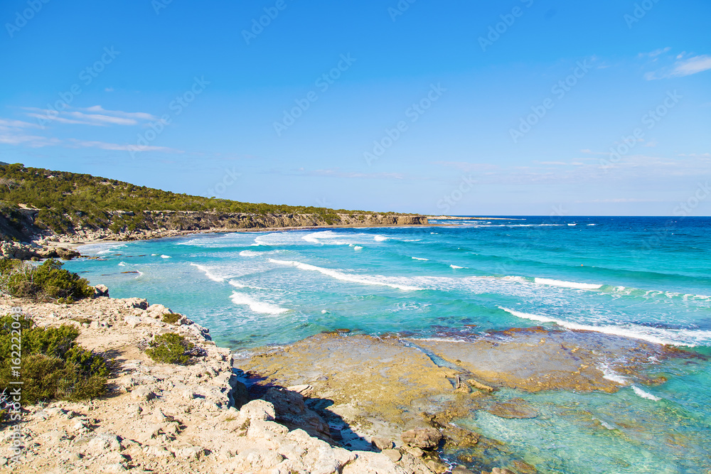 A view of a Blue Lagoon near Polis city, Akamas Peninsula National Park, Cyprus. A view of a Blue Lagoon near Polis city, Akamas Peninsula National Park, Cyprus.