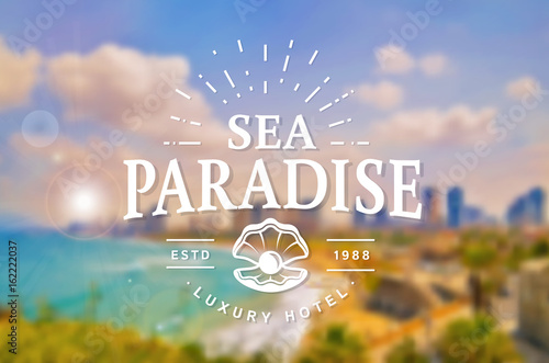 Sea Paradise Hotel logo. Vector template.