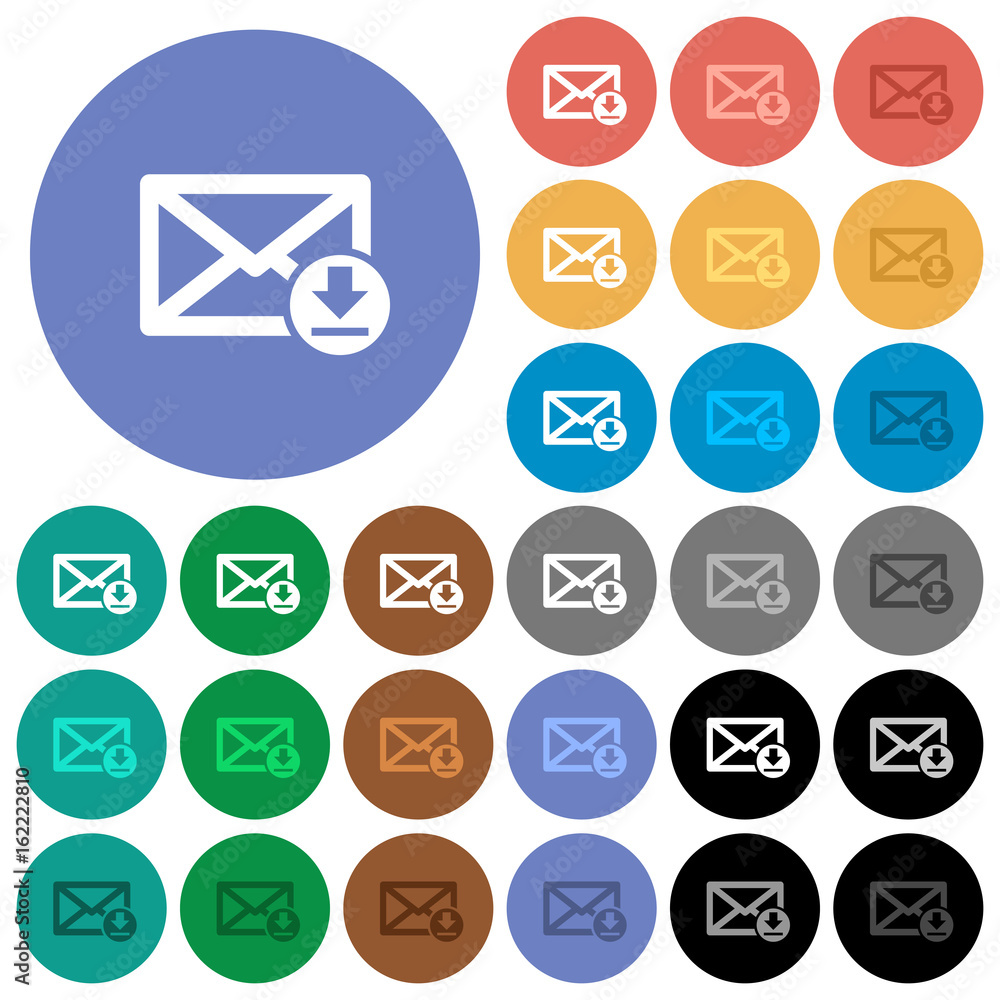 Receive mail round flat multi colored icons Receive mail round flat multi colored icons
