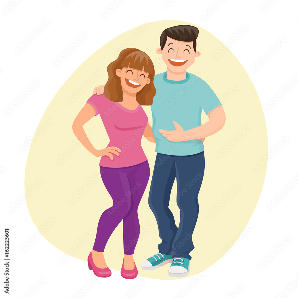 A couple of friends standing and laughing. Friendship concept. Vector illustration A couple of friends standing and laughing. Friendship concept. Vector illustration