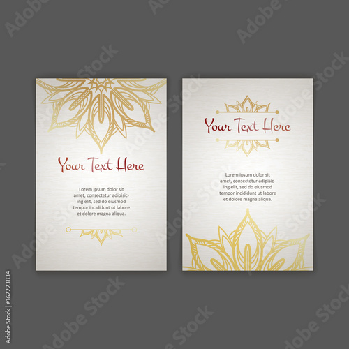Set of vector design templates. Business card with floral circle ornament.