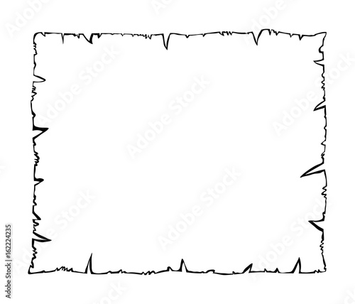 Burned old paper, parchment outline silhouette vector symbol icon design.