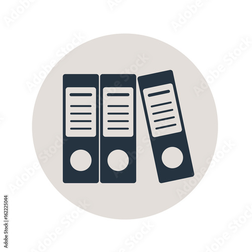 Icono plano archivadores en circulo gris