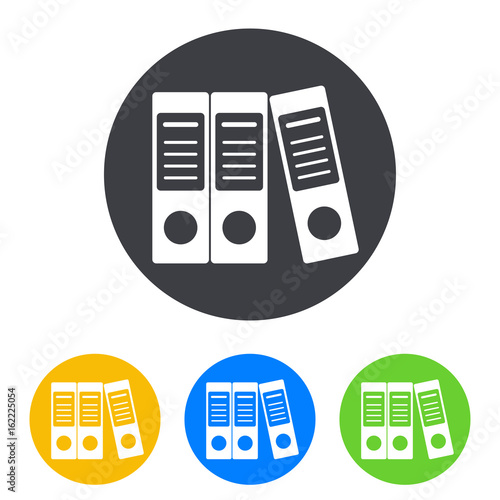 Icono plano archivadores en circulo varios colores