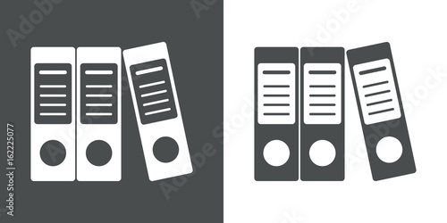 Icono plano archivadores gris y blanco