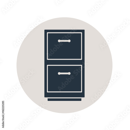 Icono plano mueble de oficina en circulo gris