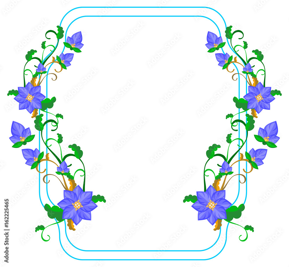 Decorative frame with abstract blue flowers. Vector clip art. Decorative frame with abstract blue flowers. Vector clip art.