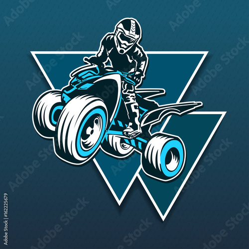 quad bike silhouette, ATV logo design on a white background.