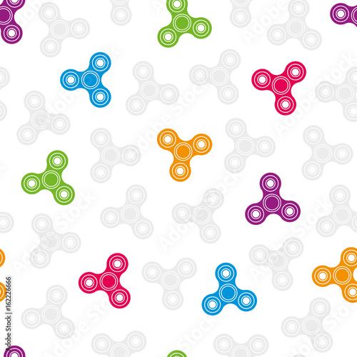 Finger spinners multicolor seamless background in memphis style.