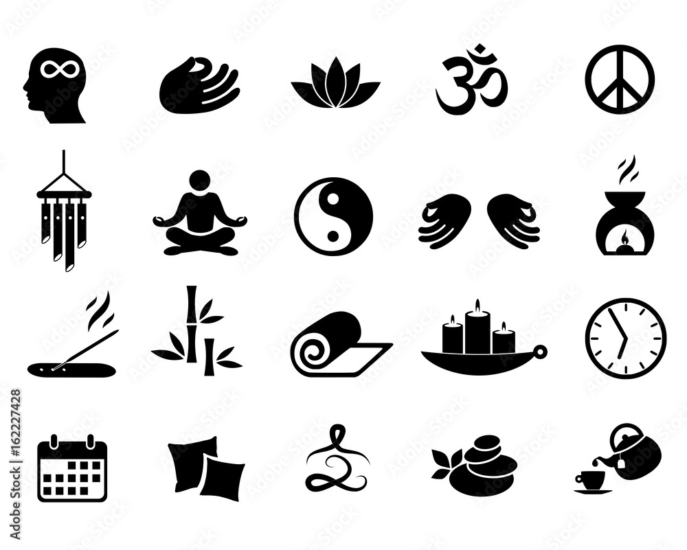 Meditation icon set vector - obrazy, fototapety, plakaty 