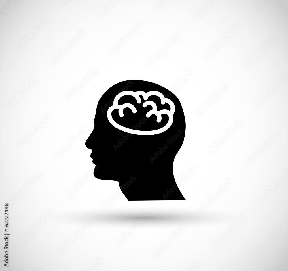 Man head brain icon vector Man head brain icon vector