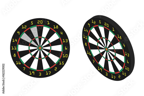 Vector isolated realistic dart boards on the white background. Concept of sport, recreation and leisure.
