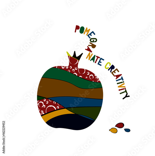 Pomegranate creativity made of colored parts