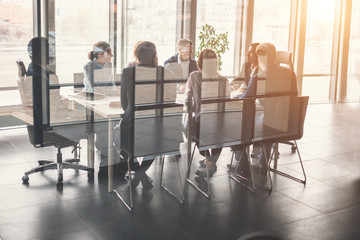 Corporate business team and manager in a meeting