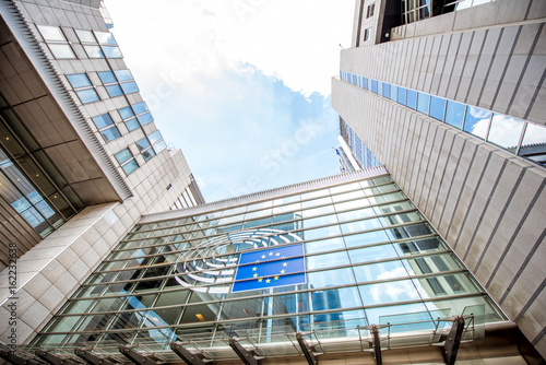 View on the European parliament building in Brussels photo