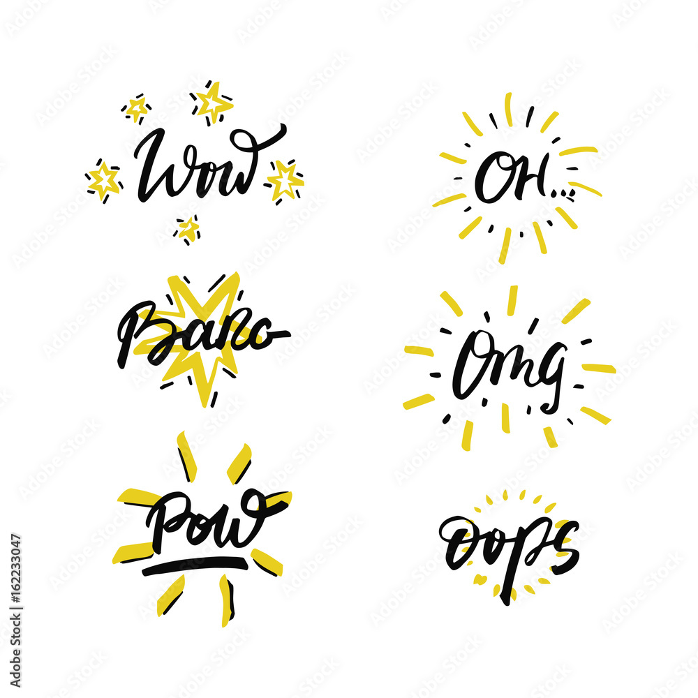 Vector set of hand drawn phrases in brush style slang expressions