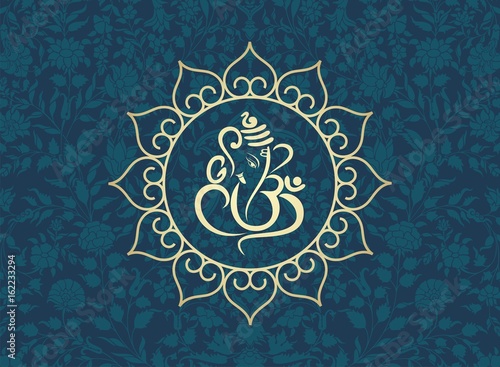 Ganesha, traditional Hindu wedding card, royal Rajasthan, India	