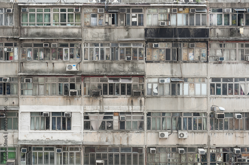 Exterior of old residential building in Hong Kong Exterior of old residential building in Hong Kong