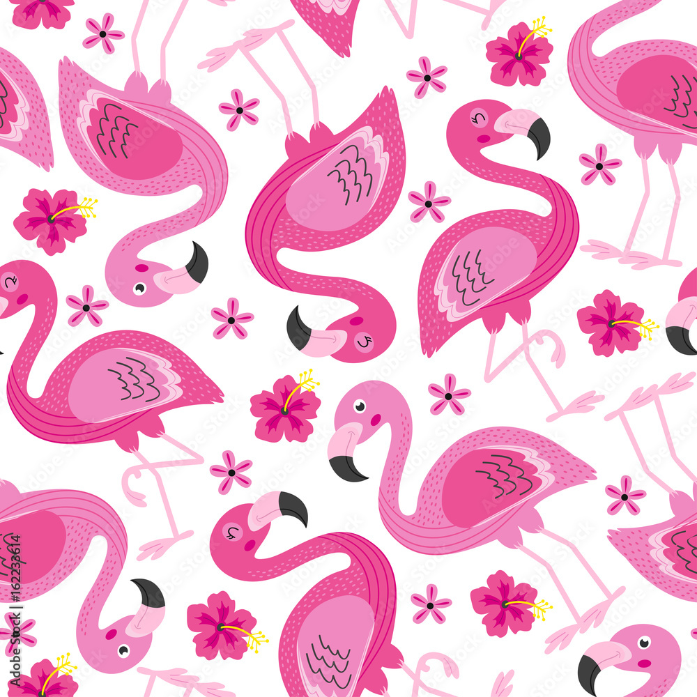 Obraz premium wzór z różowe flamingi - ilustracja wektorowa eps