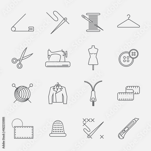 Sewing and needlework icons. Sewing studio vector.