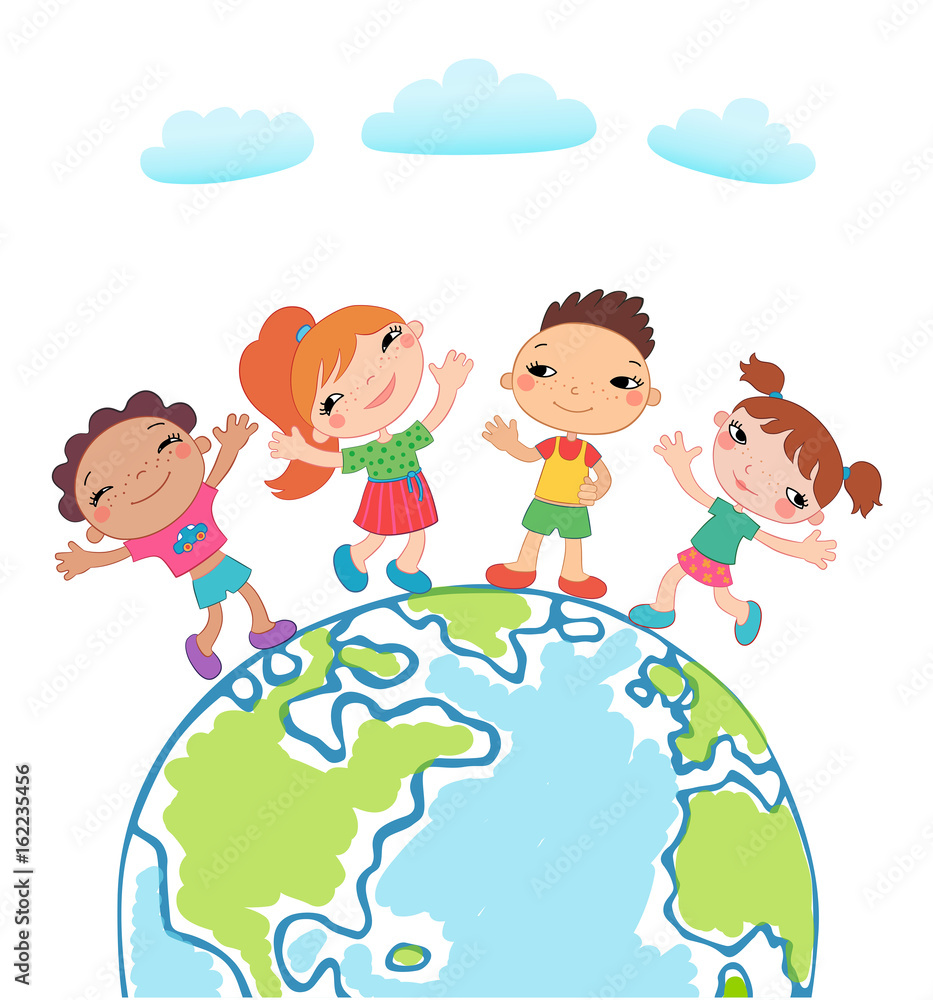 Globe kids. Children Earth day. Vector Globe kids. Children Earth day. Vector
