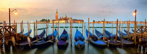 Traditional gondolas with San Giorgio Maggiore church, San Marco, Venice, Italy