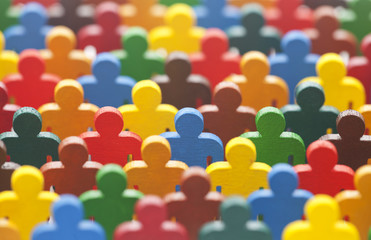 Colorful painted group of people figures