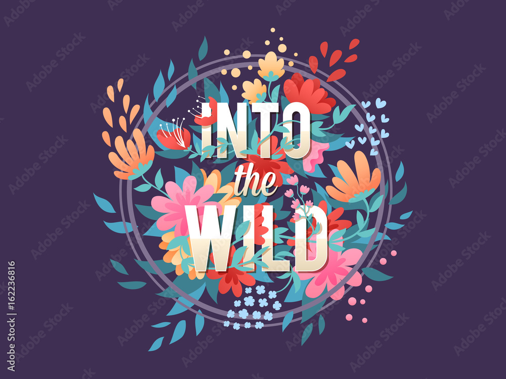 Plakat Elegancka typografia kwiatowa z wieńcem kwiatów