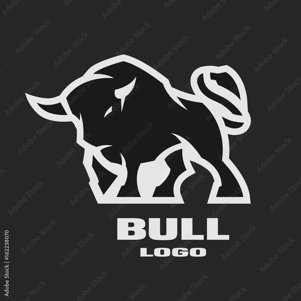 Angry bull, monochrome logo. Stock Vector | Adobe Stock